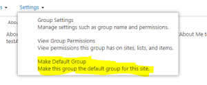 Sub Site Groups Set Default
